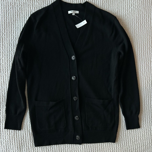 Merino Wool Boyfriend Cardigan XS Black - Picture 6 of 9